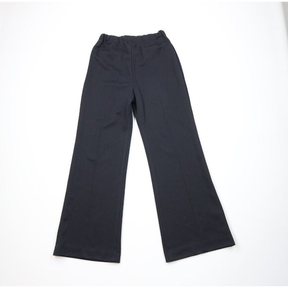 Vintage Pants - Vtg 60s 70s Streetwear Womens 14 Faded Knit Wide Leg Bell Bottoms Pants Black US